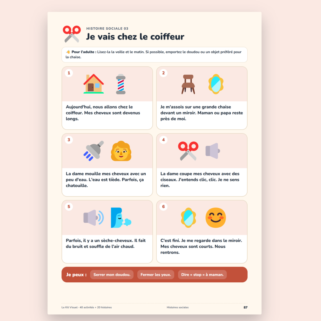 Page du kit : une histoire sociale illustrée